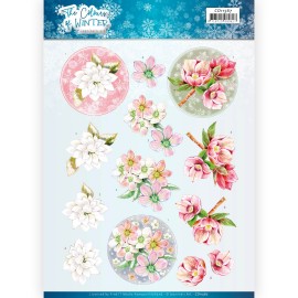 Red Winter Flowers The Colours of Winter 3D cutting sheet by Jeanine's Art