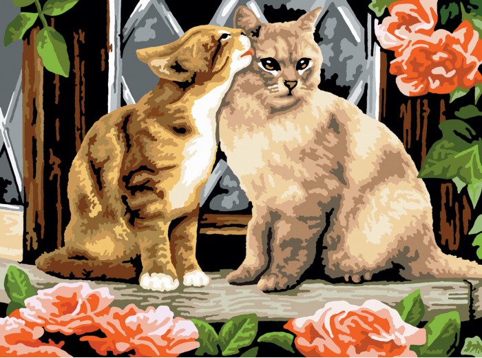 A3 Painting by numbers KISSING KITTENS