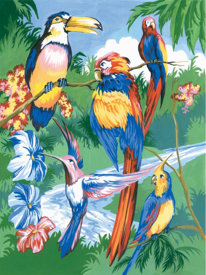 A4 Painting by numbers TROPICAL BIRDS