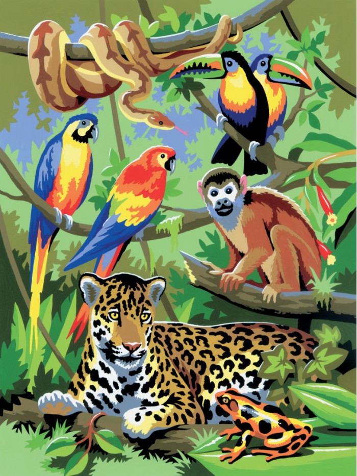 A4 Painting by numbers JUNGLE SCENE