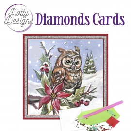 Dotty Designs Diamond Cards - Owl in Christmas spirit