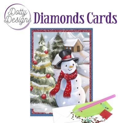 Dotty Designs Diamond Cards - Snowman in a Christmas village