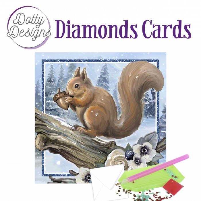 Dotty Designs Diamond Cards - Squirrel in a snowy landscape