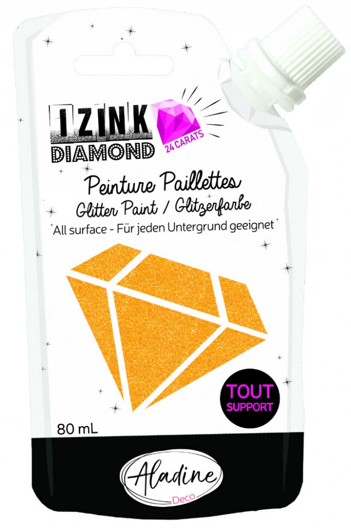 Oranje 24 karaat Glitterverf Izink Diamond 