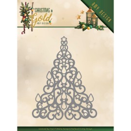 Kerstboom met Hobbydots - Christmas in Gold Dies van Amy Design  