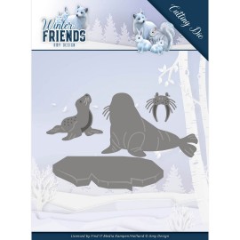 Walrus en Zeehond Poolvrienden Winter Friends - Snijmal (Die) van Amy Design
