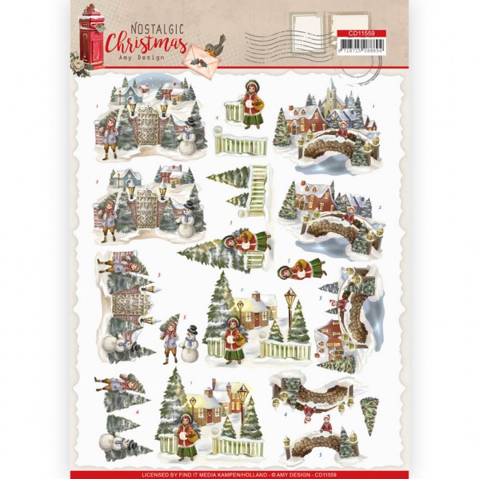 Christmas Village Nostalgic Christmas 3D cutting sheet by Amy Design
