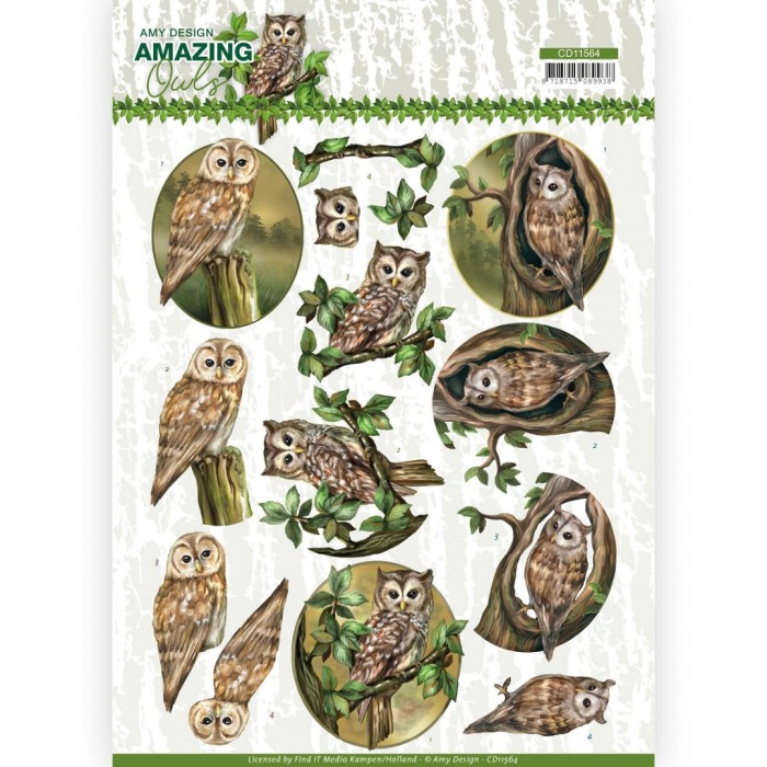 Forest Owls Amazing Owls 3D Cutting Sheet by Amy Design
