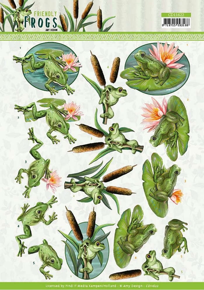 Pond Frogs - 3D Cutting Sheet Friendly Frogs by Amy Design