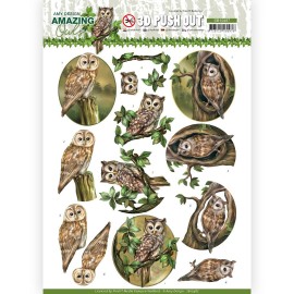 Forest Owls Amazing Owls 3D Push Out Sheet by Amy Design