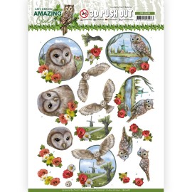 Meadow Owls Amazing Owls 3D Push Out Sheet by Amy Design