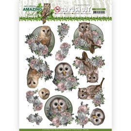 Romantic Owls Amazing Owls 3D Push Out Sheet by Amy Design
