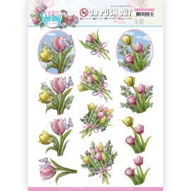 Bouquets of Tulips - Enjoy Spring - 3D-Push-Out Sheet 