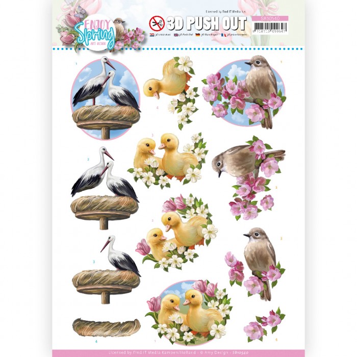 Birds - Enjoy Spring - 3D-Push-Out Sheet 