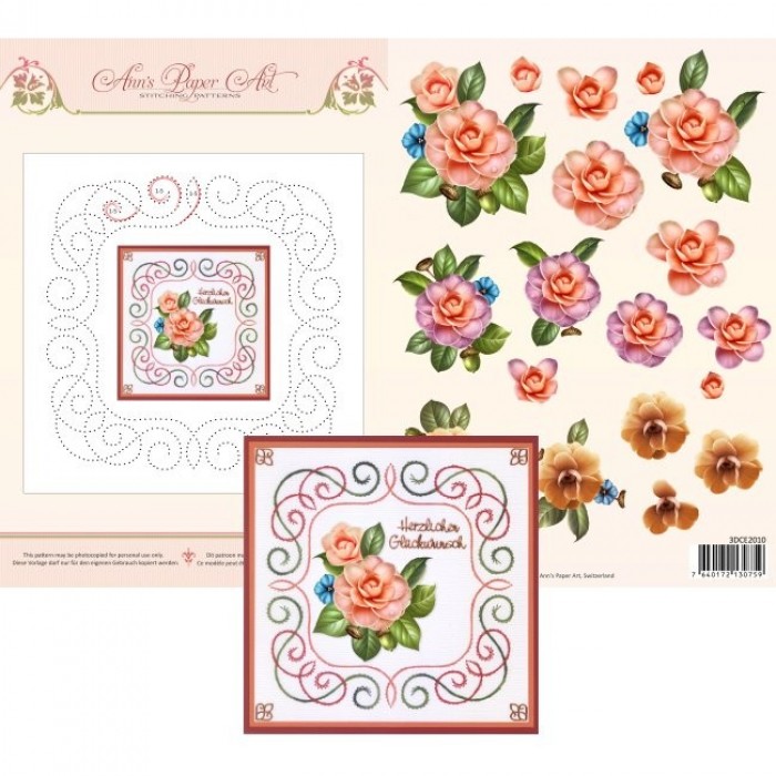 Sheet 10 Camellia 3D Card Embroidery Sheet - Ann's Paper Art