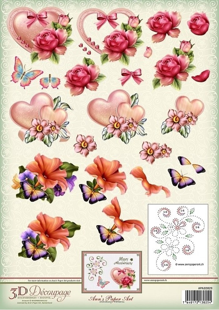 Art and Love and Romance 3D Cutting Sheet by Ann's Paper Art