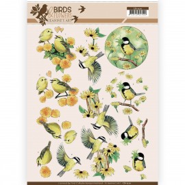 Yellow Birds  - Birds and Flowers 3D-Knipvel Jeanine`s Art