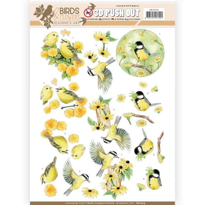 Yellow Birds - Birds and Flowers 3D-Push-Out Jeanine's Art