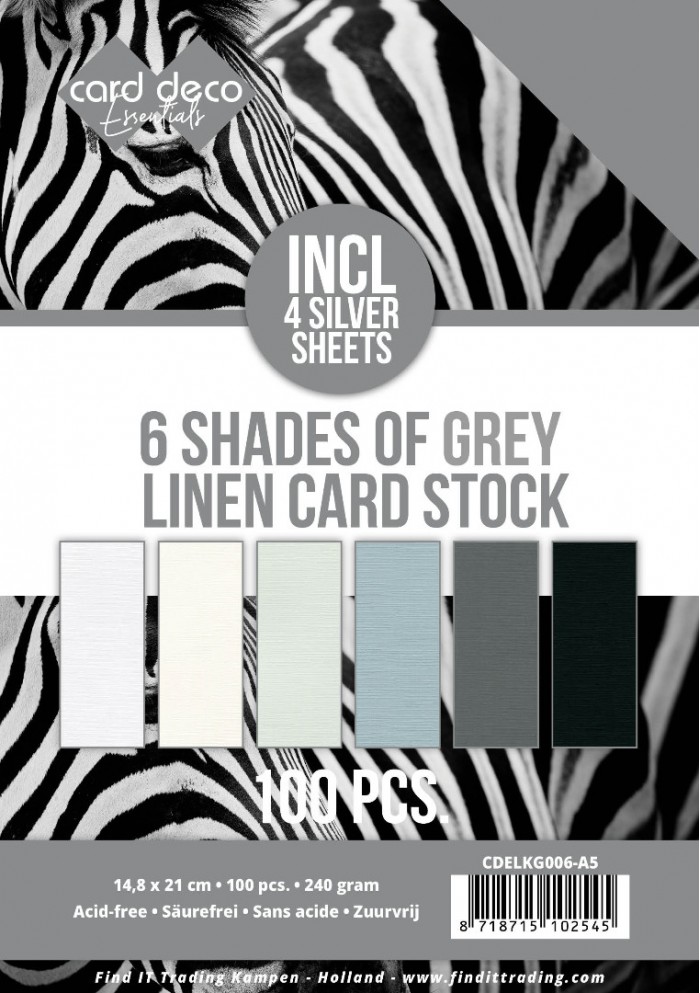 6 Shades of Grey Linen Cardstock - A5