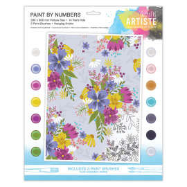Paint By Numbers - Crowded Florals - 14 colours, 3 brushes