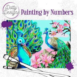Peacock Painting by Numbers with Dotty Designs
