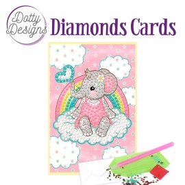 Pink Baby Elephant Diamonds Cards by Dotty Designs