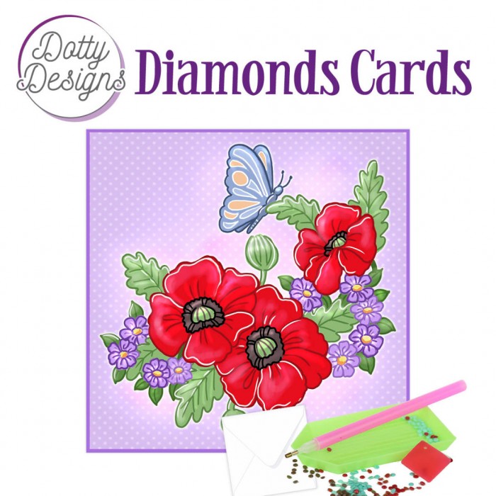 Red Flowers - Diamond Cards by Dotty Designs