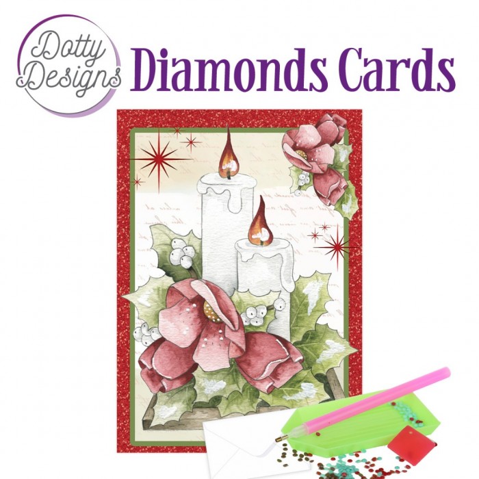 Dotty Designs Diamond Cards - Candles and Red Flowers