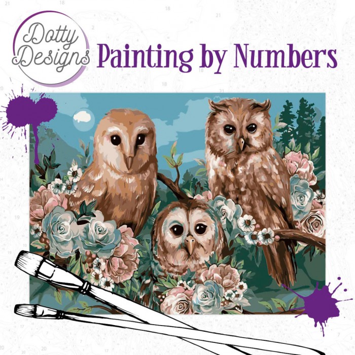 Romantic Owls Painting by Numbers by Dotty Designs