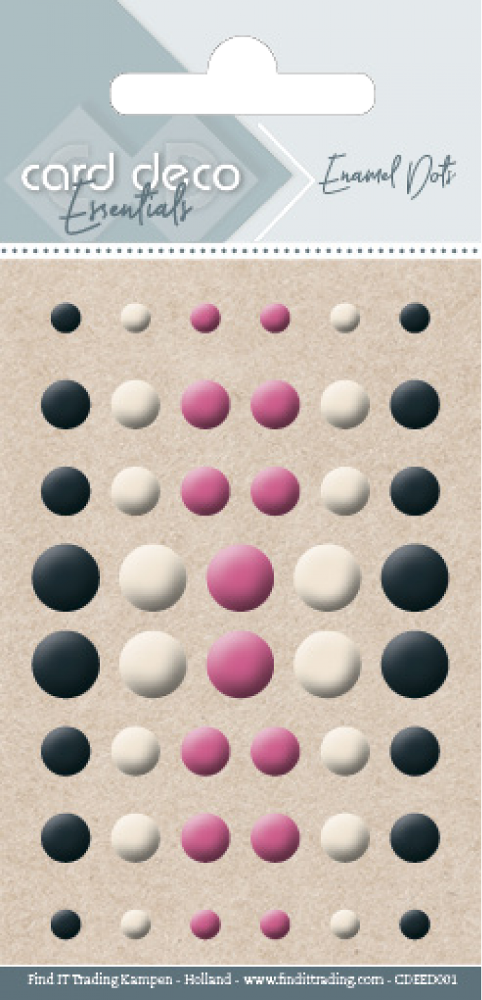 Card Deco Essentials Enamel Dots Matt Black White and Red