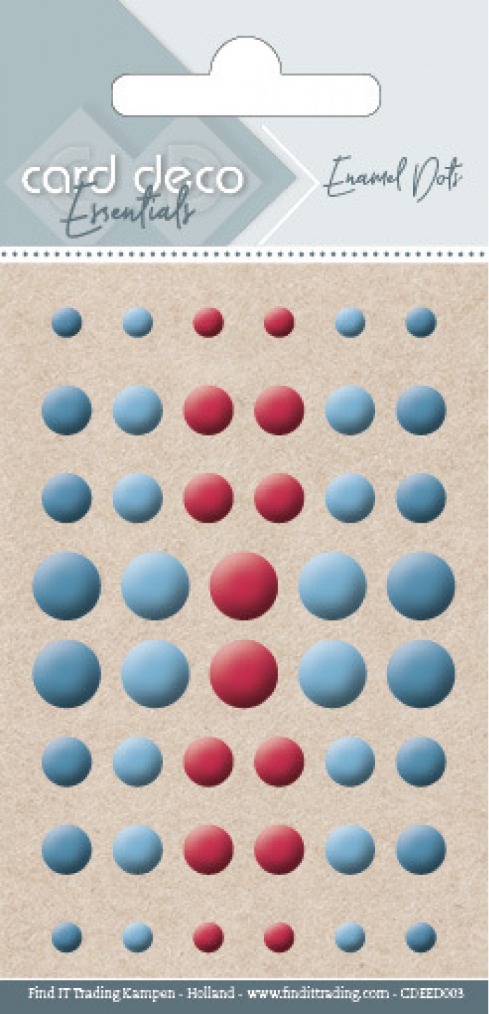 Card Deco Essentials Enamel Dots Matt Turquoise Blue Red