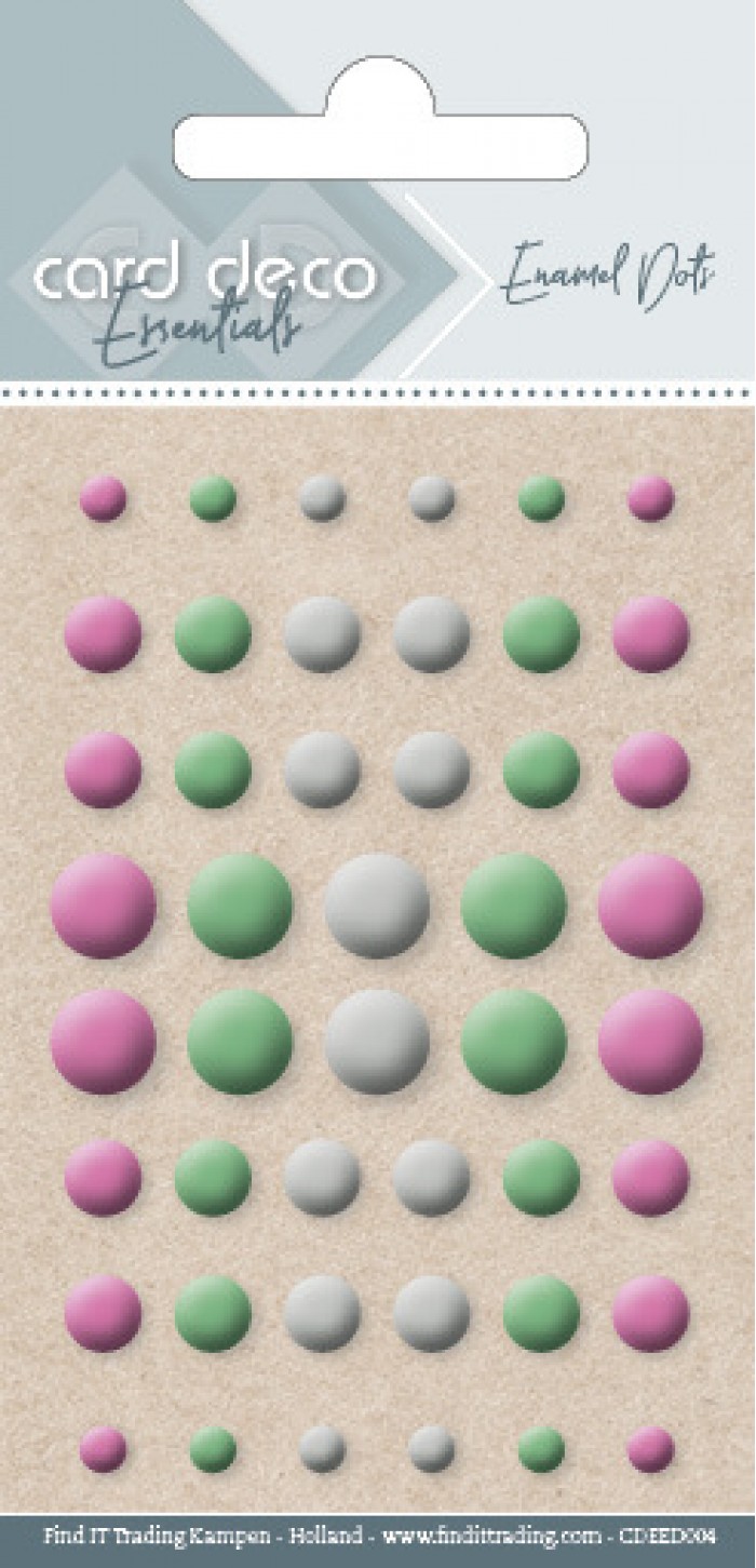 Card Deco Essentials Enamel Dots Matt Rose - Green - White 