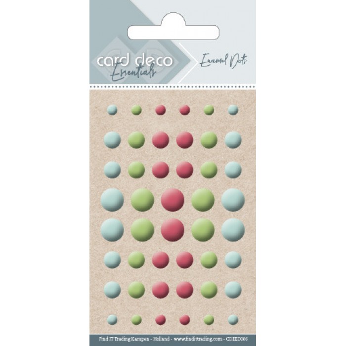 Card Deco Essentials Enamel Dots Matt Turquoise - Lime - Old Red 