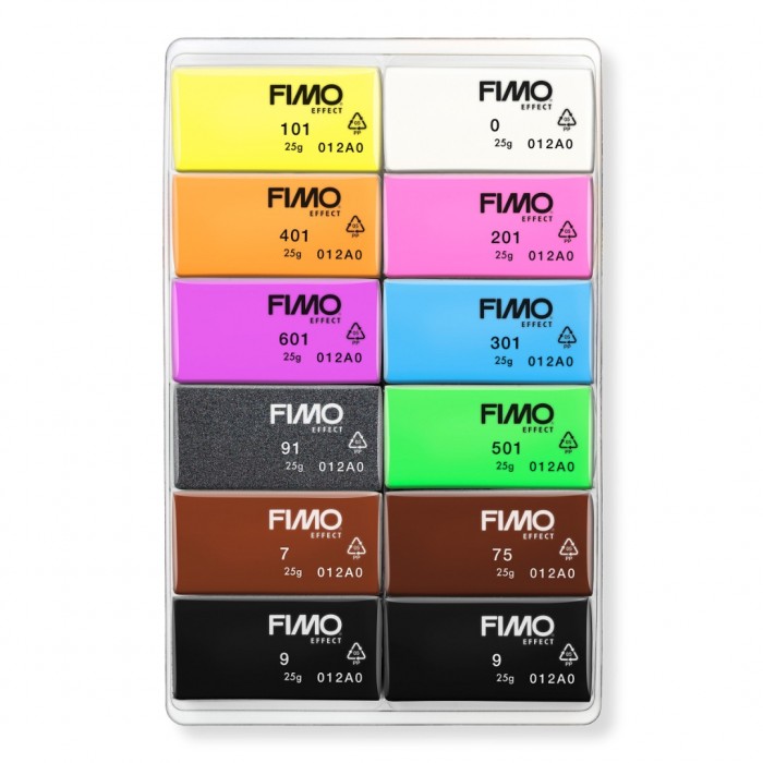 Fimo effect set - colour pack 12 st neon colours 