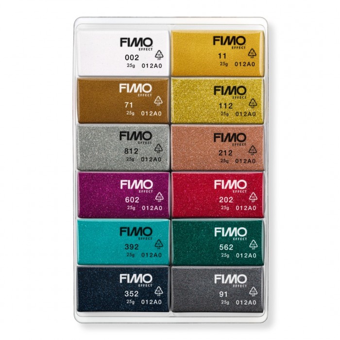 Fimo effect set - colour pack 12 st sparkle colours