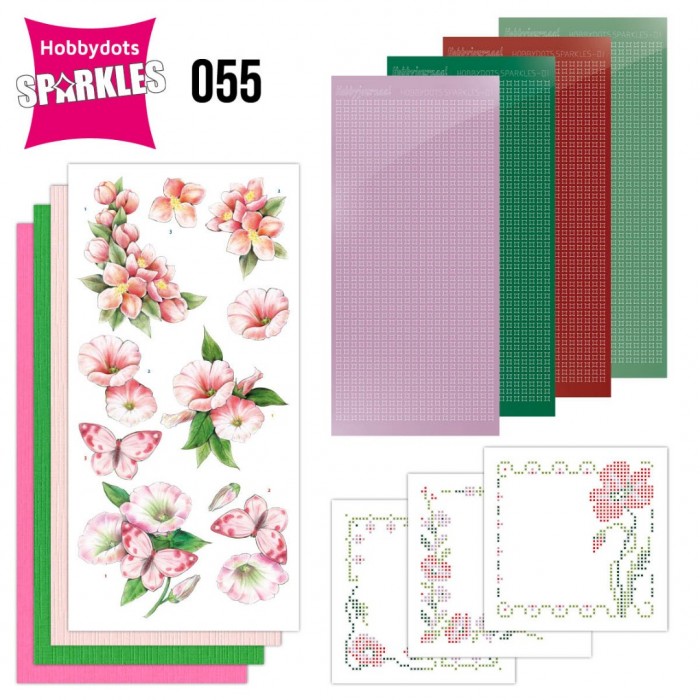Nr. 55 Sparkles Set Pink Flowers by Jeanine's Art