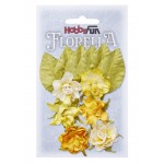 FLORELLA-Blüten&Blätter gelb, 3cm