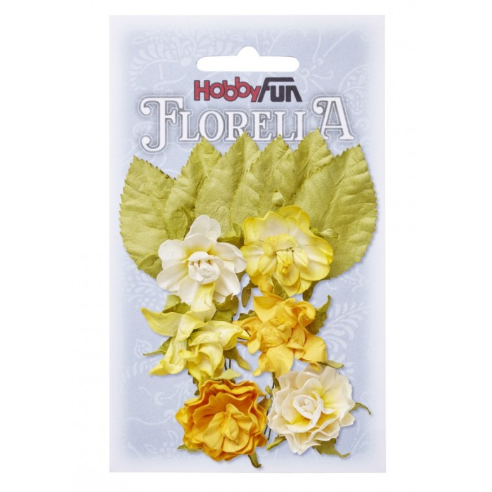 FLORELLA-Blüten&Blätter gelb, 3cm 