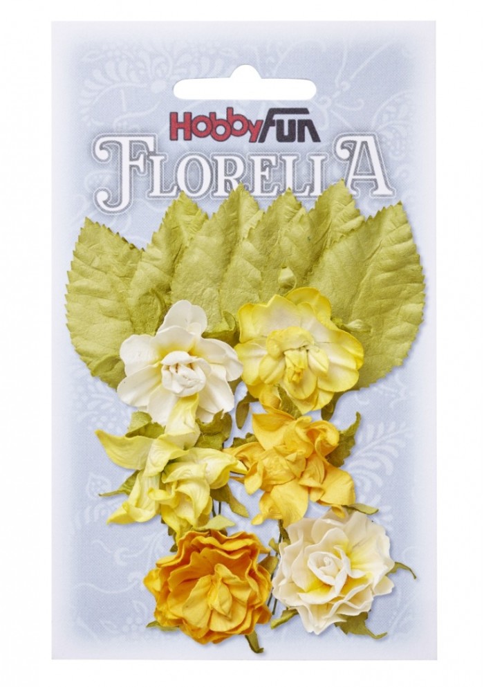FLORELLA-Blüten&Blätter gelb, 3cm