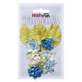 FLORELLA-Blüten&Blätter blau, 3cm