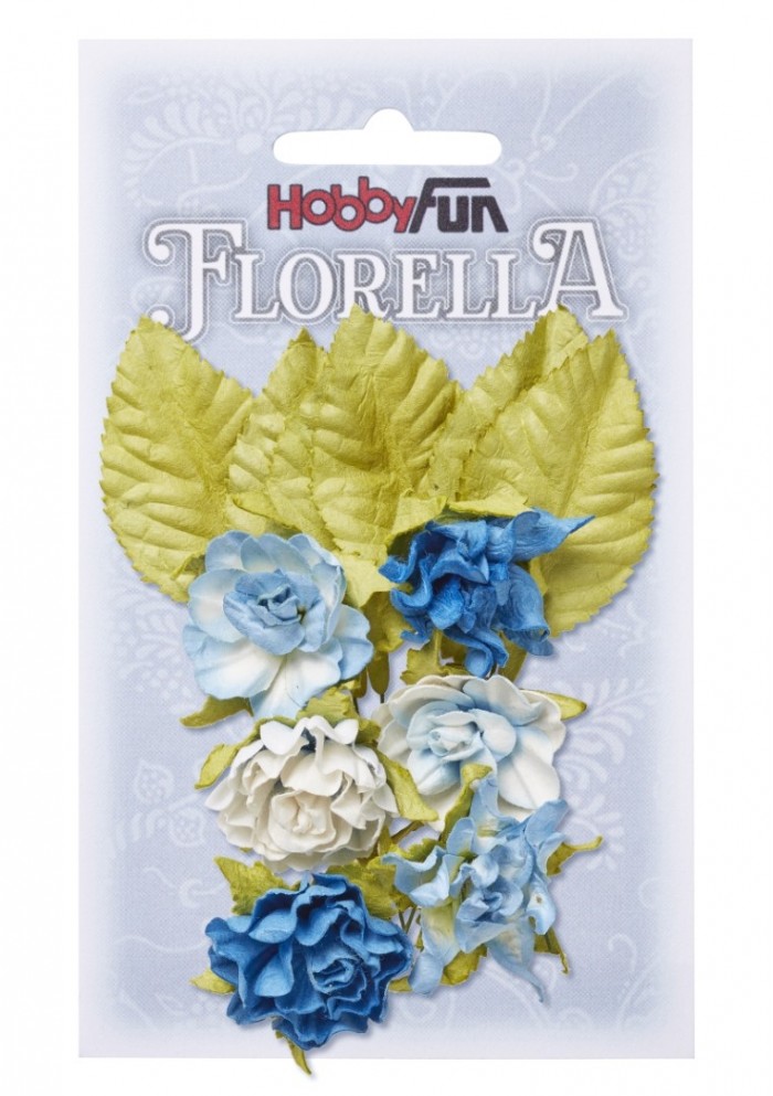 FLORELLA-Blüten&Blätter blau, 3cm