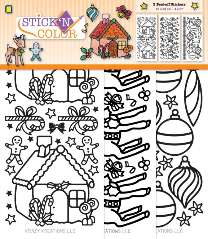 Kerst Stick 'n Color Peel-off Stickers