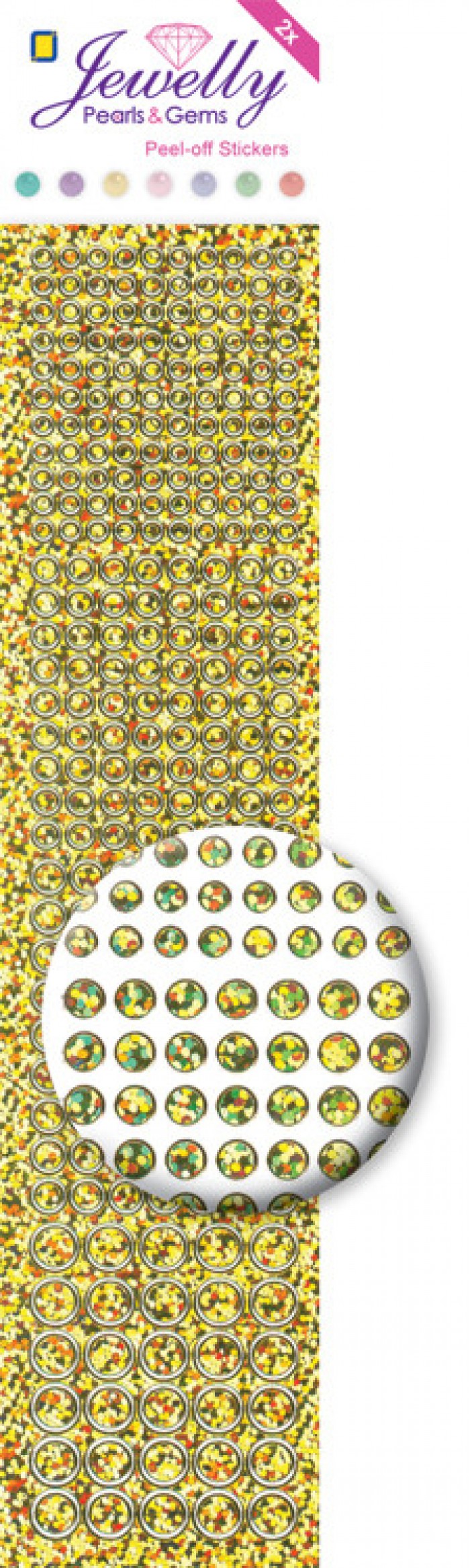 Jewelly Pearls & Gems Dots Diamond Gold, 2 sheets
