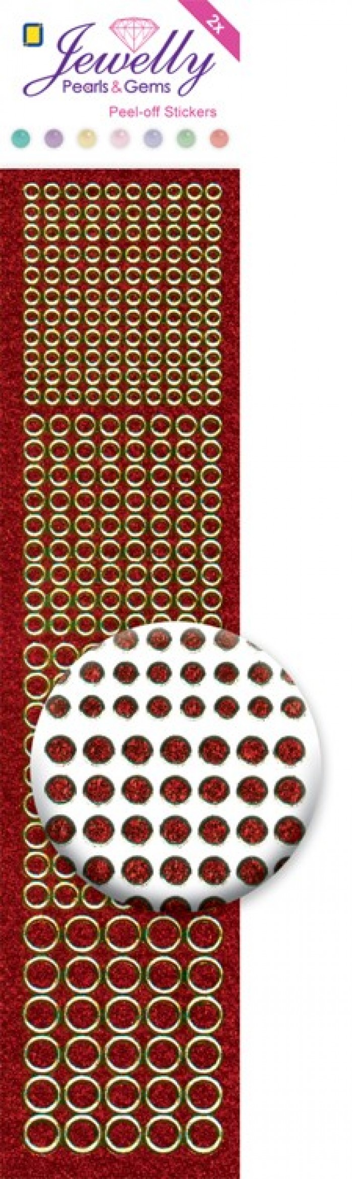 Jewelly Pearls & Gems Dots UFG Red, 2 sheets 