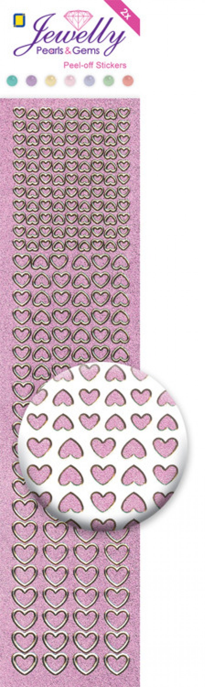 Jewelly Pearls & Gems Hearts Pearl Pink, 2 sheets