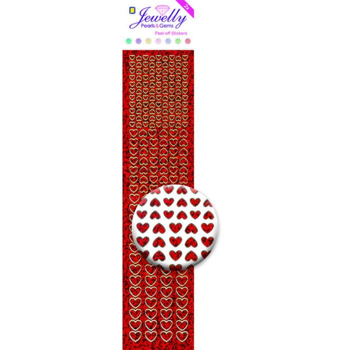 Jewelly Pearls & Gems Hearts Diamond Red, 2 sheets 