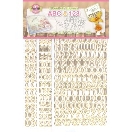 Gold-White Set 1 ABC & 123 Peel off stickers 