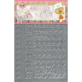 Silver Set 3 ABC & 123 Peel off stickers 