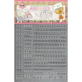 Silver Set 4 ABC & 123 Peel off stickers 