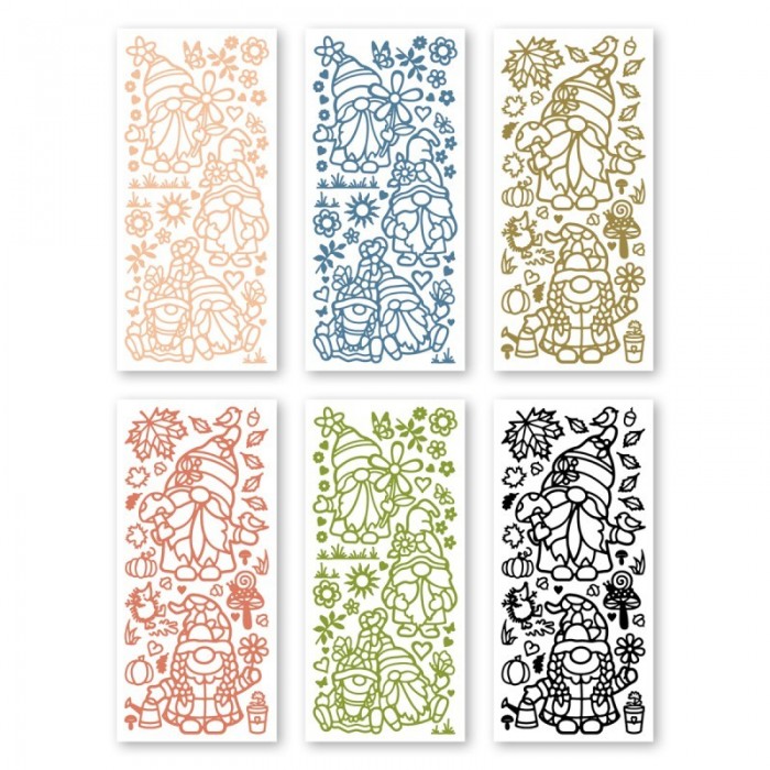 6-Pack Peel-off stickerset Gnomes general 